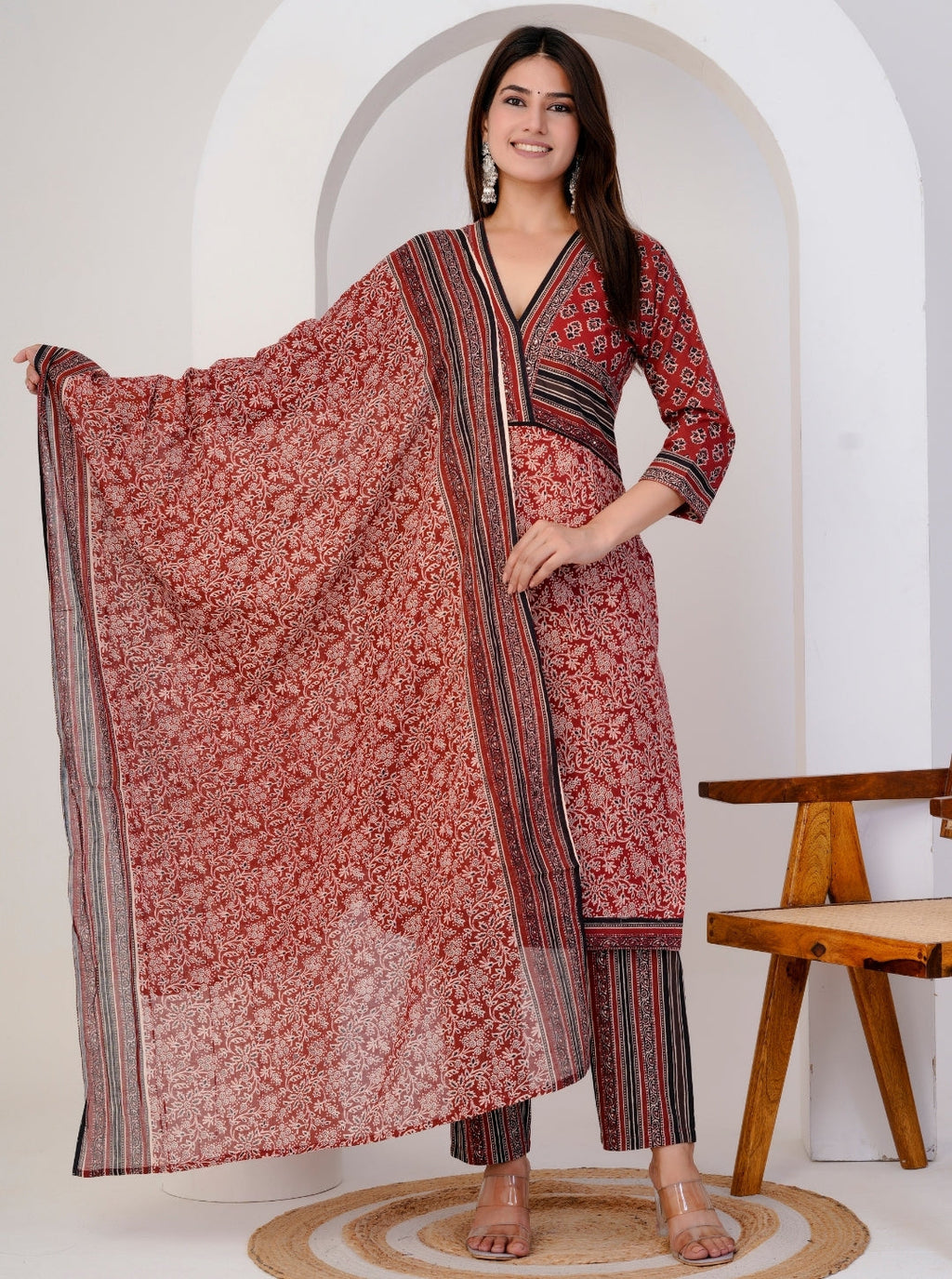Women’s Cotton Printed Kurta Set with Dupatta
