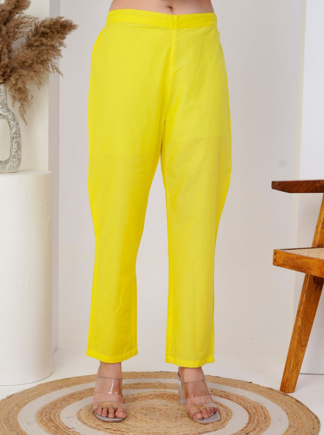 Bright Yellow Floral Anarkali Kurta Set with Printed Dupatta