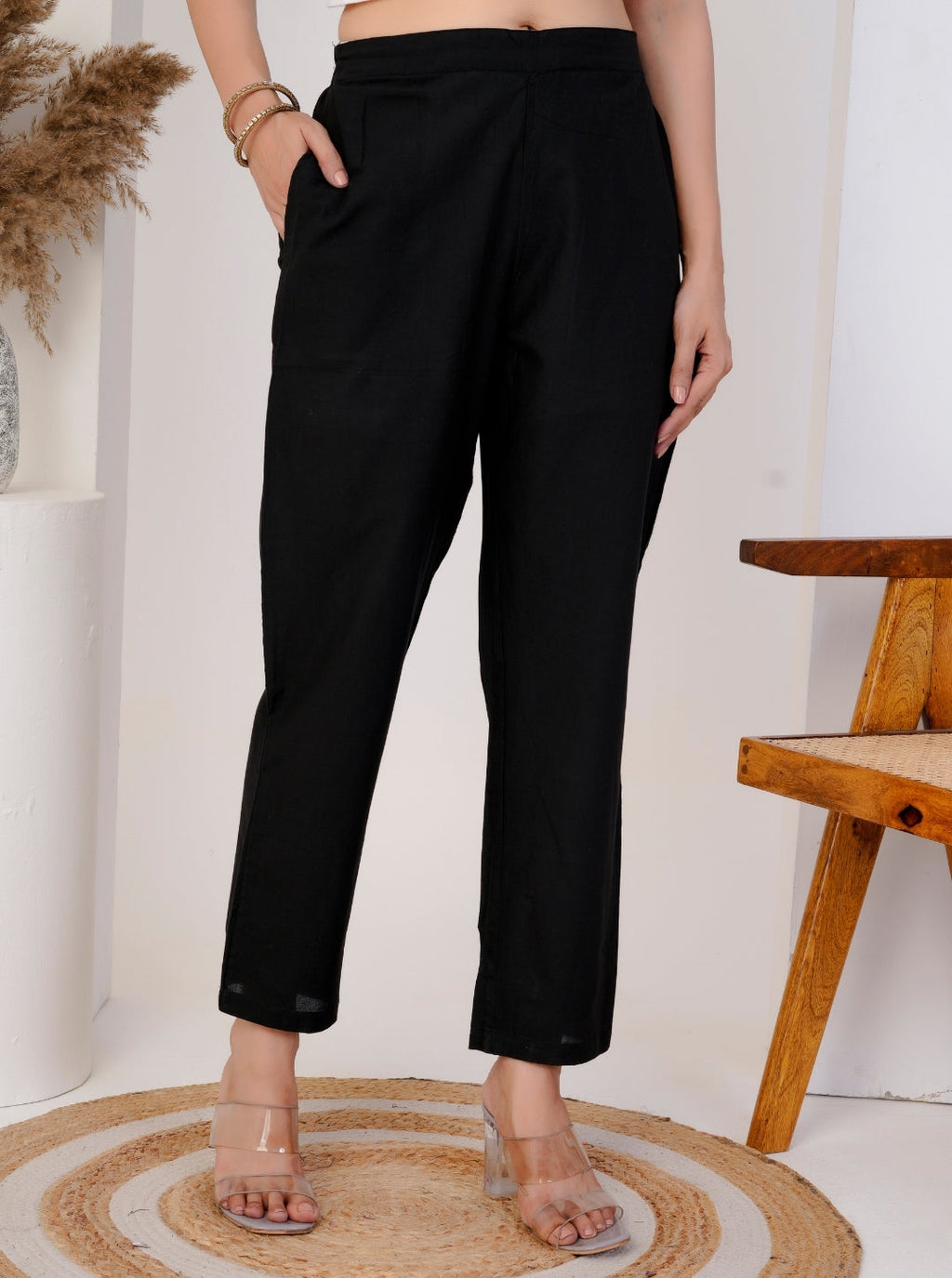 Women's Striped and Printed Cotton Kurta Set with Dupatta and Black Pants – Ethnic Indian Suit Set