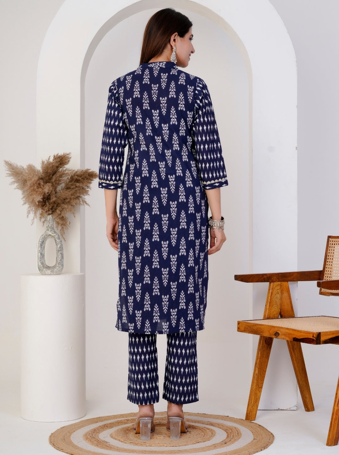 Indigo Handblock Printed Cotton Kurta Set with Dupatta for Women - Comfortable Ethnic Wear