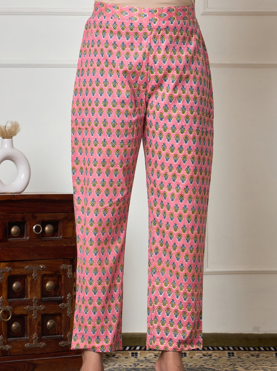 Elegant Pink Floral Printed Cotton Kurta Set with Dupatta for Women