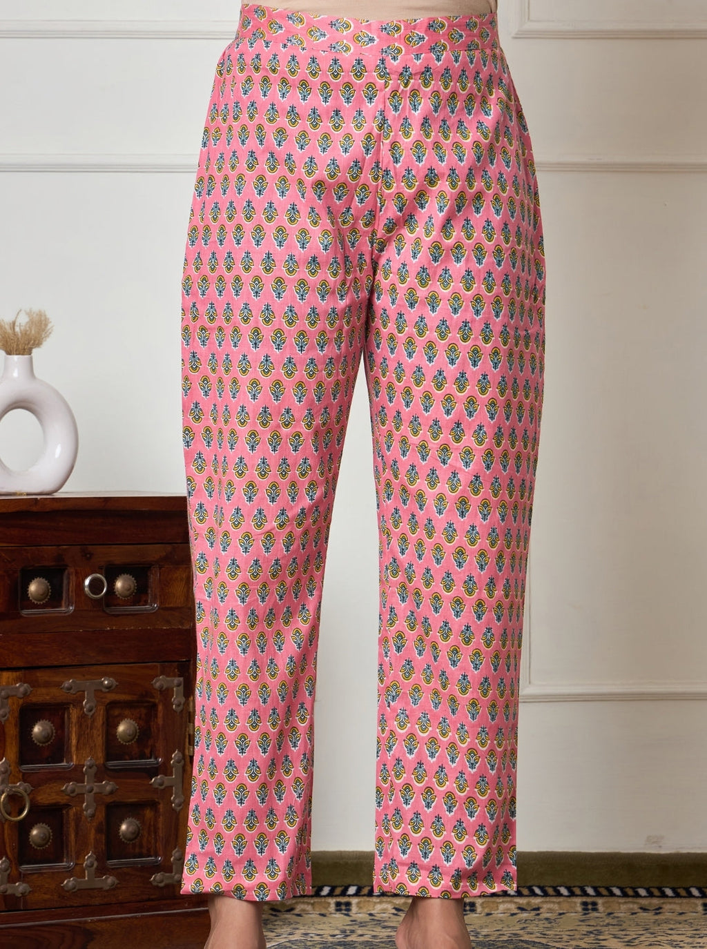 Elegant Pink Floral Printed Cotton Kurta Set with Dupatta for Women